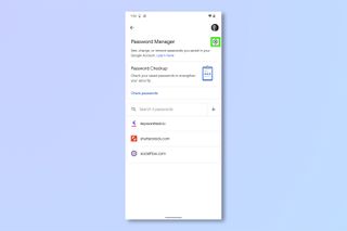 Google パスワード マネージャーのショートカットを Android ホーム画面に追加するために必要な手順を示すスクリーンショット