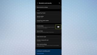 One UI 4.0 「モバイルを探す」メニュー