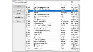 Windows コンテキスト メニュー