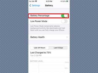 iPhoneのバッテリーの割合を表示する方法