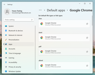 Chrome が Windows 11 のデフォルトのブラウザとして設定されていることを示すウィンドウ