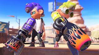 スプラトゥーン 3 で武器を持った 2 人のインクリング