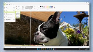 「名前を付けて保存」が強調表示された Microsoft ペイント ファイル メニュー