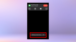 ユーザーが通話への参加を待っている様子を示す Android 上の Facetime のスクリーンショット